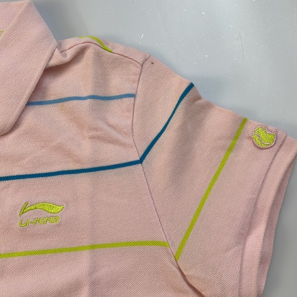 Li-ning Women Polo Shirt Button Down Stripes                             X30-07 - Picture 2 of 5